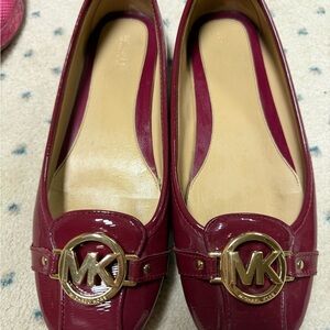 Michael Kors Red Loafers with Gold Accents